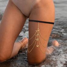 Minimalist Personalized Leg Chain, Exaggerated Sexy Lace Elastic Rope Animal Leg Chain - Gold - View 6