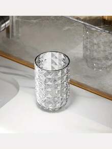 Vaso de enjuague bucal con diseño de diamantes de lujo - Vaso de lavado y soporte de acabado brillante - Vaso de enjuague bucal de plástico para el baño del hogar - Soporte para cepillo de dientes ahorrador de espacio - Decoración del hogar sin olor - Accesorios de organización del hogar - Perfecto para parejas - Vaso para cepillo de dientes - Accesorios de baño