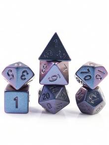 7pcs D20 Polyhedral Dice Set, Electroplated Purple, Suitable For Party Games And Can Also Be Great Birthday Gifts - Purple - View 2