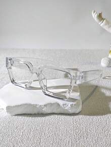 1/2pcs Unisex Square Frame Simple Clear Lens Glasses, For Computer/Reading Use, Myopia Prescription Available - Multicolor - View 12