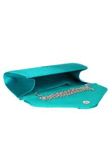 Girly Handbags Women Pleated Satin Clutch Bag - Teal Blue - View 5
