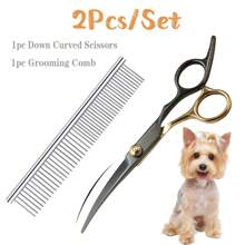 Premium Tiergrooming-Scherensatz, Edelstahl Hunde- und Katzen-Trimm-Scheren mit ergonomischem Design für beide Hände, professionelles Werkzeug zum Schneiden von Tierhaar inklusive Kamm und Pflegezubehör