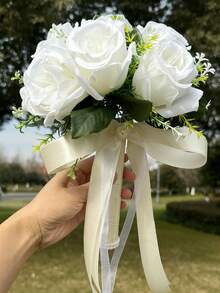 1 Buquê de Rosas Artificiais de Seda para Decoração de Casamento, Chá de Panela, Centro de Mesa e Acessórios para o Dia dos Namorados - Multicolorido - Ver 14