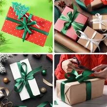 150 Meter 6 Pack grünes Satinband in verschiedenen Uni-Farben für Basteleien, Weihnachten, Geschenkverpackung, Hochzeit, Blumensträuße, Einladungen, Haarschleifen