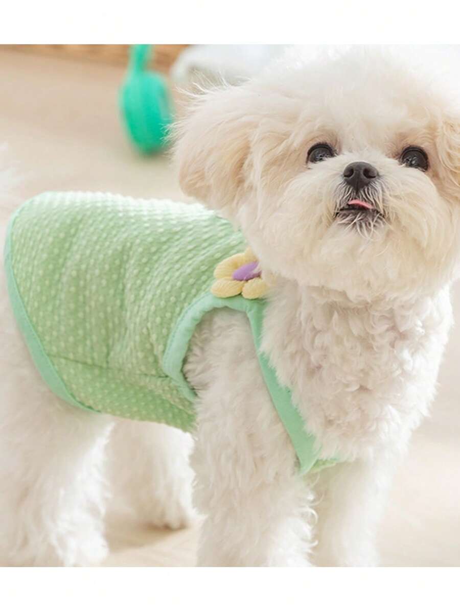3D Flower Leash Harness For Small Dogs, Fashion Design Outfit For Poodle, Pomeranian, Spring/Summer Pet Dog Clothes