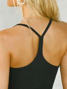 Top de tirantes sin mangas corto estilo europeo y americano de verano para mujer - Negro - Ver 2