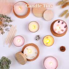 Conjunto de 6 latas de vela douradas champanhe com tampas para fabricação de velas - Pacote Combo de Recipiente de Ferro de 4oz e 8oz