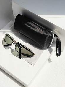 Oval Full Frame Eyeglasses + Zipper Eyeglass Case Set,Lightweight & Fashionable Glasses For Women And Men, Great Gift Choice