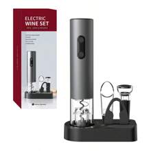 Electric Wine Bottle Opener, Ideal For Parties And Wine Lovers - Kitchen Accessories Gift, Easy Wine Opener And Storage, Battery Operated (Batteries Not Included). Available In Set And Single Unit, Set Includes Opener, Foil Cutter, And Storage Base.