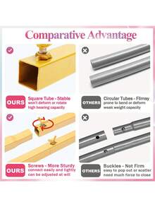 Multi-Purpose Iron Arch Support Stand, Wedding Ceremony Prop, Birthday Party, Outdoor Lawn Wedding Decor Flower Rack - Gold - View 9