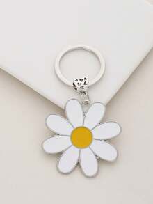 1pc Cute Zinc Alloy Glazed Daisy Flower Keychain, Charm Accessory, Suitable For Daily Use - Multicolor - View 6