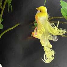 1pc Simulation Long Tailed Bird With Feathers, Simulation Feather Curly Bird, Used For Home, Garden, And Holiday Decoration