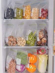 45/20/15/10保鲜袋，双密封保鲜袋，小型水果蔬菜包装塑料袋，耐用抗撕裂的水果蔬菜食品储存袋，适合露营、户外活动、派对、烹饪和厨房使用。