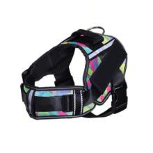 KOMMILIFE Einstellbares Nylon Hundegeschirr, personalisiert, reflektierend, atmungsaktiv, Hundegeschirr-Weste für kleine, mittlere und große Hunde, Hundegeschirr mit Namensschild