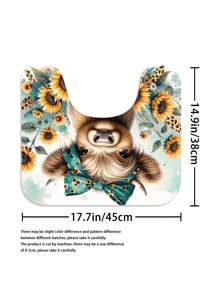 1/4pcs Shower Curtain Set,Highland Cow Sunflower Cartoon Bathroom Curtains Shower Set, Shower Curtains,Bathroom Accessories Including Bathroom Carpet Toilet Mat And 12 Shower Curtain Hooks,Bathroom Set With Curtain,Suitable For Bathroom Decor,Room Decor,Home Decor, House Decor, Kitchen, Living Room. Back To School