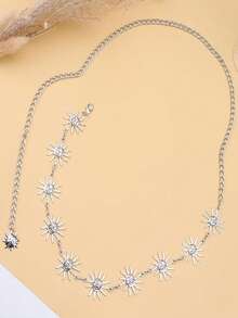 1pc Minimalistic Chic Sunflower Design Waist Chain - Silver - View 4