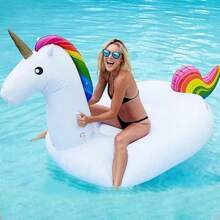 Aufblasbarer Einhorn-förmiger Wasserreiter, Sommer aufblasbarer Wasserreiter, Strandutensilien, Strandaccessoires, Schwimmring