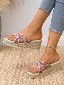 Sandalias de cuña con cuerda de cáñamo tejida, de moda, ligeras, versátiles, cómodas y elegantes para la playa y el resort, disponibles en múltiples colores - Multicolor - Ver 3