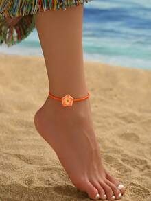 1 件波西米亚风格串珠花朵脚链，适合日常穿着和海滩度假