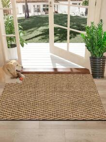 1pc Raw Linen Textured Visual Effect, Lightweight Anti-Slip Doormat, Bathroom Mat, Indoor Entryway Rug, Bathroom Bedroom Mat, Outdoor Carpet, Dirt-Resistant Easy Care, Machine Washable & Ironing, Home Decor Gift