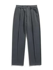 Pantaloni de costum de vară pentru bărbați, pantaloni de rochie la modă slim fit, pantaloni de birou lejer pentru afaceri - Gri - Vizualizare 2