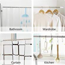 Rzctukltd Heavy Duty Extendable Telescopic Shower Curtain Pole Rail Rod Bath Door Window Home Bathroom Decor Fall Decor Bathroom Accessories Back To School - Silver - View 3