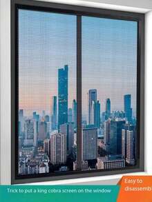A Black Four Seasons Efficient Mosquito Screen, Easy To Install, Suitable For Summer Window Ventilation, Effective Insect And Dust Prevention Into The Living Room, Bathroom, Bedroom And Dining Room Common Style, DIY Manual Installation Is Simple, Daily Home To Avoid Mosquito Invasion, Easy To Disassemble - Black - View 2