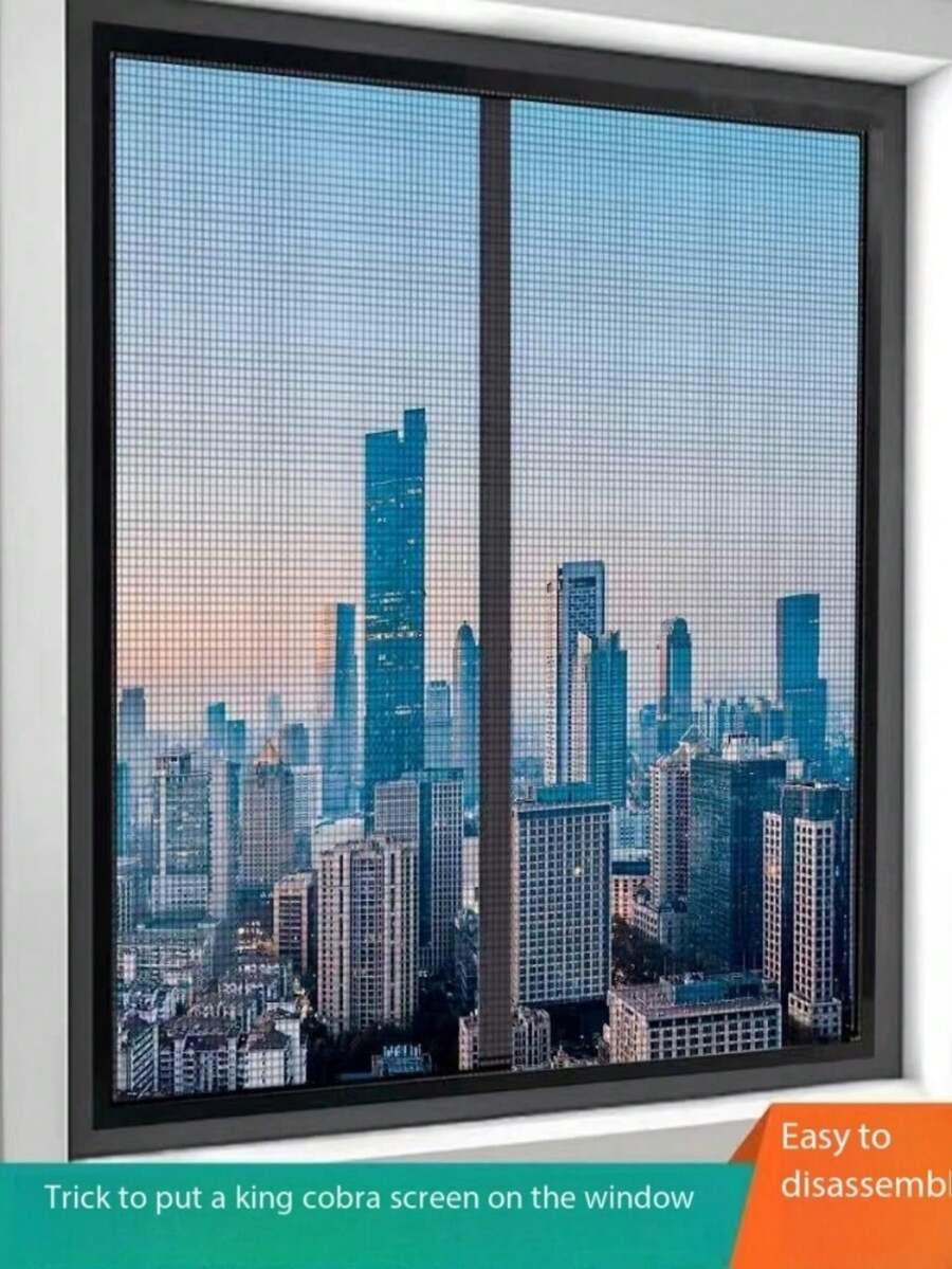 A Black Four Seasons Efficient Mosquito Screen, Easy To Install, Suitable For Summer Window Ventilation, Effective Insect And Dust Prevention Into The Living Room, Bathroom, Bedroom And Dining Room Common Style, DIY Manual Installation Is Simple, Daily Home To Avoid Mosquito Invasion, Easy To Disassemble