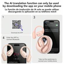 Miniso Auriculares inalámbricos con modo de diálogo de traducción de IA MINISO MS190, compatible con traducción de 150 idiomas, reproducción de larga duración con efecto de sonido avanzado, conexión remota, micrófono incorporado adecuado para estudio, negocios y deportes
