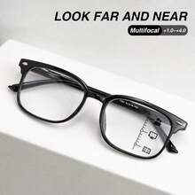 2pcs/3pcs Classic Multi-Focus Reading Glasses, Bifocal Progressive Lenses, Non-Slip Nose Pads, Ultra-Light Frame With Spring Hinges For Comfortable Wear, Fashionable Black & Purple Color Multifocal Readers Set - Black+Purple - View 7
