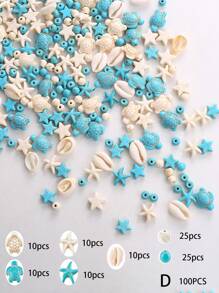 1 caja de set de cuentas con tema oceánico, kit de fabricación de pulseras de amistad estilo vacaciones de verano, set de cuentas de arcilla para manualidades de joyería, pulseras, collares, aretes, regalos artesanales
