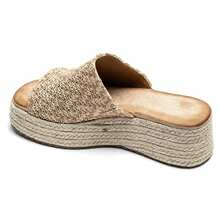 Mules à Plateforme Tressée Avec Semelle Corde Et Motif Tissé Fantaisie - Beige - View 5