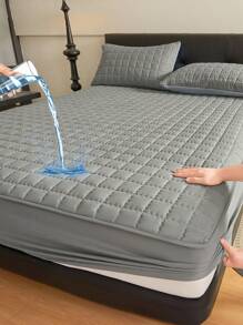 1pc Warterproof Fitted Sheet, Bedding, Waterproof Mattress Protector, Skin-Friendly Mattress Cover, Bedroom Decor, Breathable Quilted Mattress Cover For 8-15" Mattress, Room Decor, Noiseless Bed Mattress Cover For Bedroom, Dorm Room