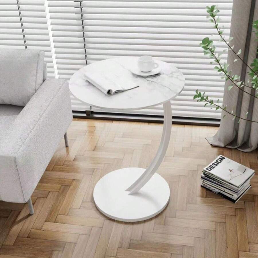 1PC C-Shaped Side Table Sofa Table End Table Living Room Lightweight Coffee Table 40 * 60 CM (Ø*H) - White - View 1