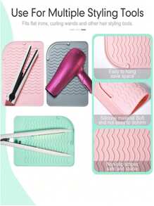 1 pieza Manga resistente al calor de silicona, funda de estera portátil para viajes, adecuada para rizador, plancha, alisador, varilla rizadora, estuche de estera para viajes, herramientas de peinado con calor, aislamiento térmico efectivo, bolsa con clips para almacenamiento, estera para almacenamiento de varillas rizadoras, fácil de transportar, herramientas para el cabello, productos y accesorios de belleza, adecuado para salón de belleza, artículos esenciales de viaje