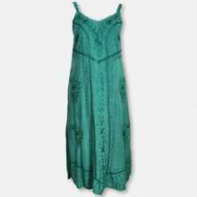 Vestido Indiano Midi Alças Liso com Bordados 802