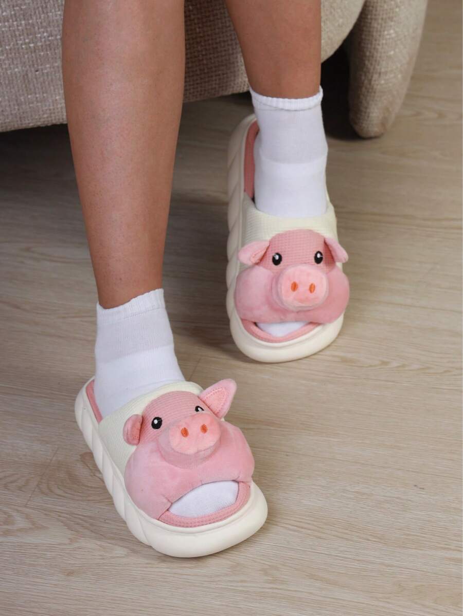 Pantufla cochi lino, resistentes al desgaste, antideslizantes, con suela gruesa para uso al interior y exterior. - Blanco - Ver 1