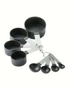 8pcs/Set Stainless Steel Handled Multi-Functional Plastic Measuring Spoons, Measuring Cups, Scaled Measuring Spoons Set, Cooking And Baking Tool, Essential Kitchen Gadgets For Home And School