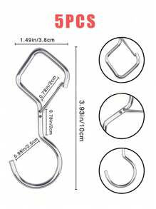 5pcs Heavy Duty S-Shaped Hooks With Safety Latch Design,Rustproof Metal Hooks For Hanging With Safety Buckle Design,Kitchen And Closet Hanging Hooks,Suitable For Plants, Pots, Towels And Bags,Hanging Plants