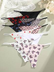 9pcs/Set Women's Solid Color Simple Comfortable Low Waist G-String Panties, Thin Waistband Sexy Seamless Bikini Briefs - Multicolor - View 2