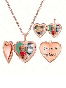 1 Customized Photo Love Photo Box Necklace, Customized Text And Photos, Openable Storage Cabinet, Pet Souvenir, Valentine's Day, New Year's Christmas, Friends, Classmates, Back To School Season, Ideal Perfect Commemorative Gift For Her/Him - Multicolor - View 3