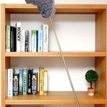 1pc Microfiber Dusting Brush - Non-Feather, Non-Scratch Bendable Head, Stainless Steel Telescopic Handle, Extendable Long Reach - Washable For Ceiling, Fan, Furniture - Ideal For All-Room Cleaning - Perfect Gift For Housewarming & Cleaning Enthusiasts