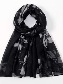 1条印花休闲优雅涤纶乔其纱围巾，适合春、夏、秋、冬四季搭配连衣裙。 - 彩色 - 查看 9