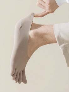 3/5 pares de calcetines tipo chanclas para hombre, calcetines de verano de unicolor ultraligeros y frescos, calcetines invisibles tipo barco, calcetines de dedos, calcetines bajos para hombre con silicona antideslizante - Multicolor - Ver 8