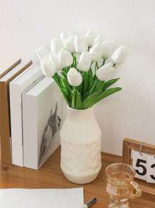 2pcs/10pcs WhiteTulip Artificial Flowers With Real Touch ,Fake Flowers,White Tulip Silk Flowers, Suitable For Mother's Day Gifts, Table Decoration, Wedding, Party, DIY Flower Bouquet, Home Decor, Artificial Plastic Flowers, Decorations, Wedding Decorations,Easter Spring Wreath Wedding Bouquet