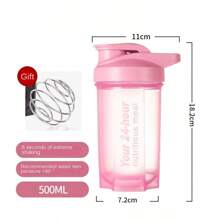 1 pieza Botella agitadora de polvo de proteínas, taza mezcladora de batidos sustitutivos de comidas, botella de agua deportiva, de gran capacidad, portátil, color aleatorio enviado