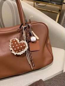 Yogodlns 棒球绳钥匙扣，蕾丝心形吊坠装饰，彩色绳钥匙扣，创意钥匙圈，包包挂饰，背包配件，夏季 - 彩色 - 查看 4