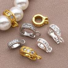 1/3/5pcs Real 18K Gold Plated Brass Zirconia Bail Bead Spacer Buckle Connectors Spring Buckle Clasp Clip Buckle For DIY Jewelry Making Finding Bracelet Necklace Pendant