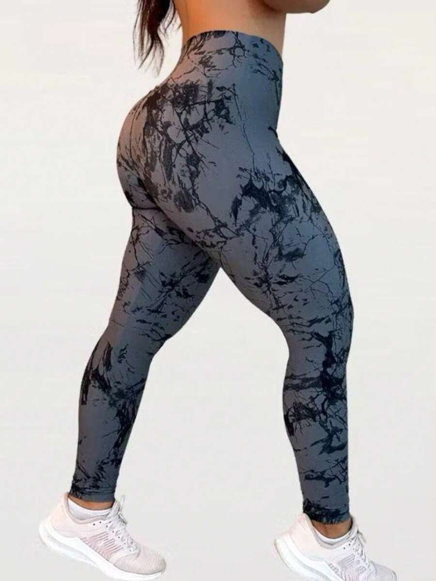 Women's Marbled Gym Leggings - 灰色 - 查看 1