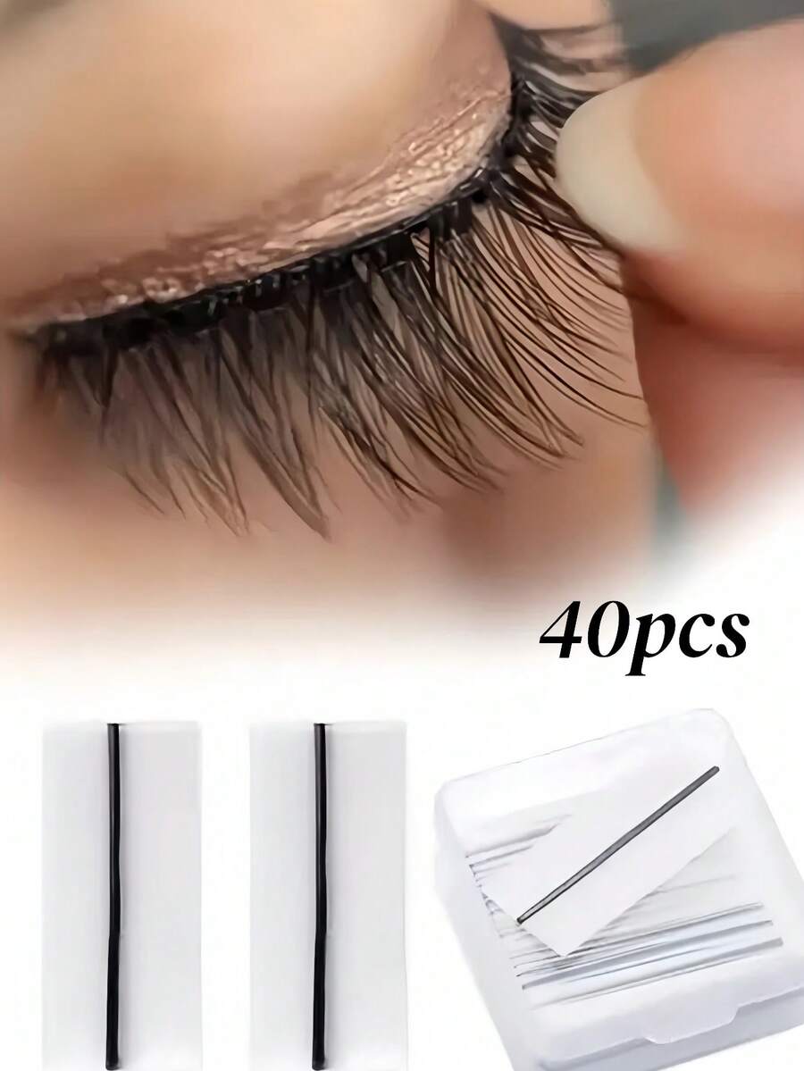 40Pcs Glueless Fake Eyelashes Self Adhesive Strip, No Glue Needed, DIY Black Strips, Waterproof, Reusable & Lasting Stickiness, Lash Extension Tools, Self Adhesive Lash Strips, Lash Glue Replacement,Glue-Free Eyelash,Makeup Tools, Glue Strips False Eyelashes - Multicolor - View 1